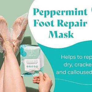 Thealto Peppermint Foot Peel Mask Set - 2 Pairs + Pumice Stone